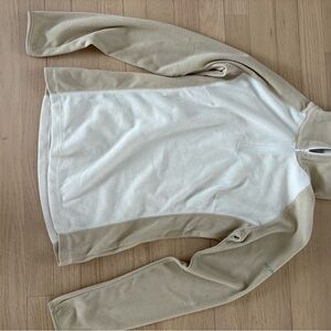 Columbia Women's Tan and White Zip-Up Sweater